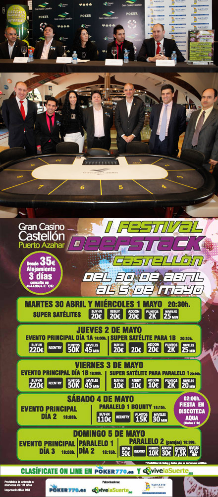 Primer Festival Deepstack de Poker en colaboración con 770, vivelasuerte y Marina d´Or en el Gran Casino Castellón 