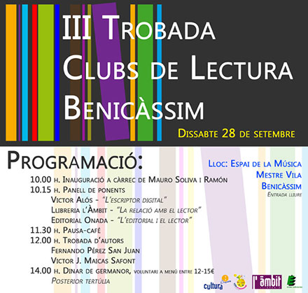 III Trobada Clubs de Lectura de Benicàssim el sábado 28 de septiembre