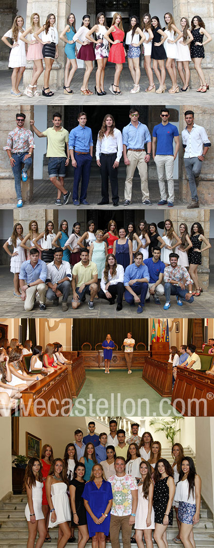 Los participantes en el certamen Miss y Mister World Castellón visitan el Ayuntamient