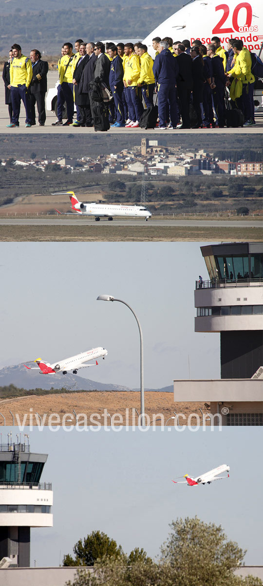 Despega elprimer avión en el Aeropuerto de Castellón con el equipo del Villarreal