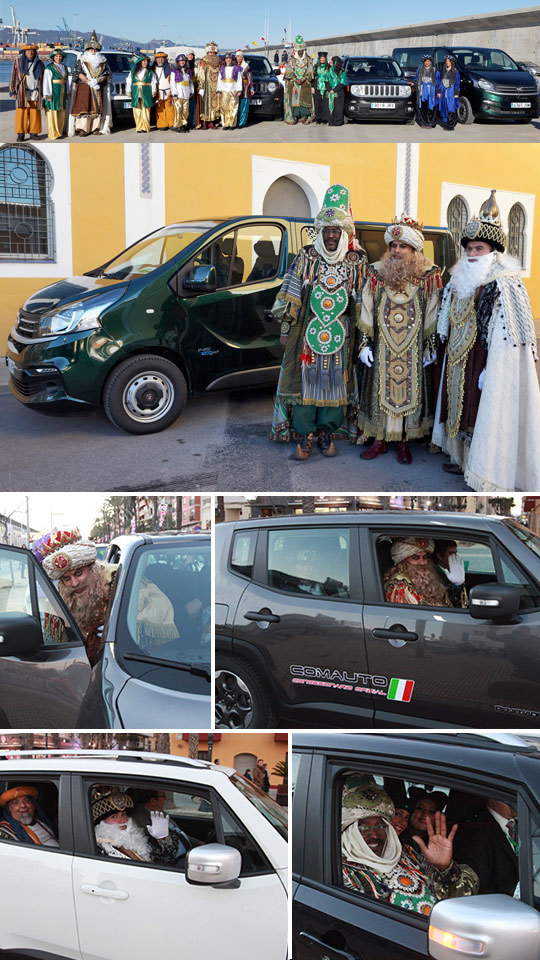 Comauto cede un año más a los Reyes Magos una flota de modelos Jeep y Fiat durante su visita a Castellón