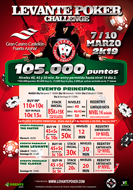 Arranca el Levante Poker Challenge 2k19 del Gran Casino Castellón