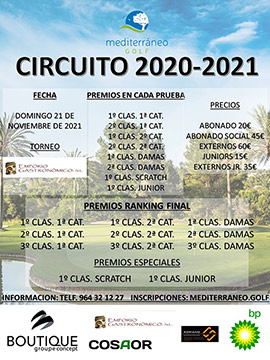 Abierta inscripción VI Torneo Emporio Gastronómico Circuito Mediterráneo Golf 2020/2021