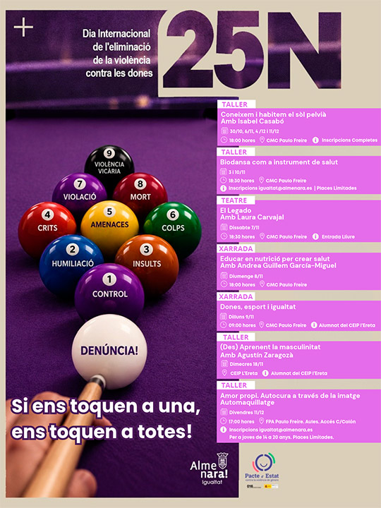 Almenara inicia este viernes la programación del 25N con talleres, charlas y teatro