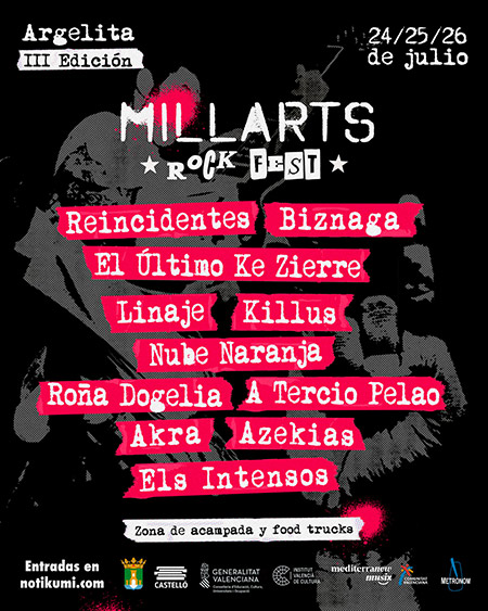Biznaga y Killus completan el cartel del Millarts Rock Fest de Argelita