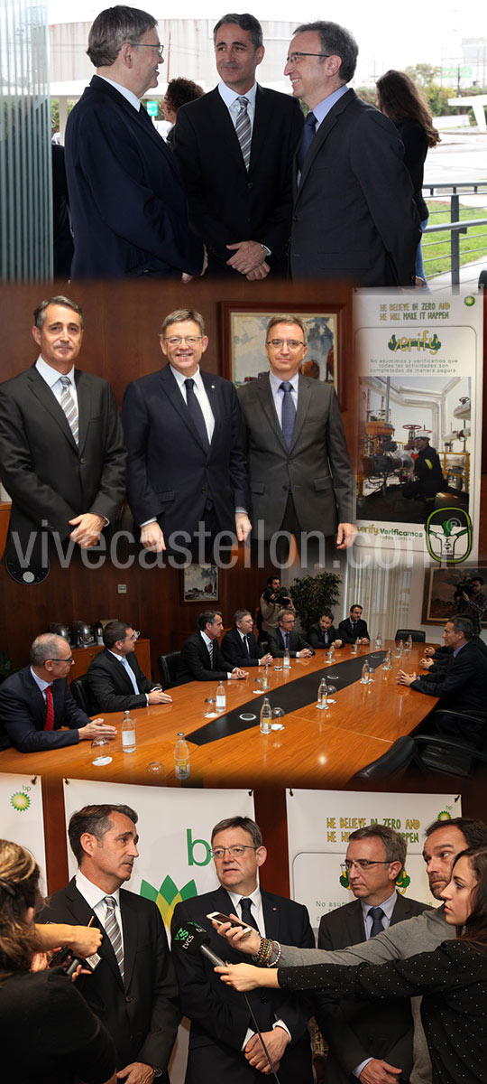 El president de la Generalitat, Ximo Puig, visita la refinería de BP Oil en Castellón