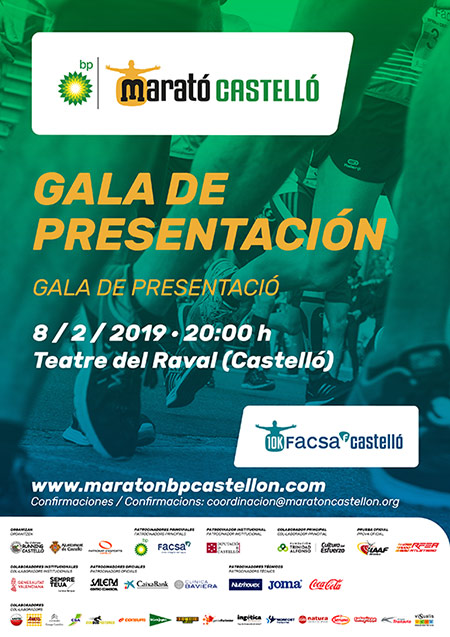 Marató BP Castelló celebra su tradicional gala de presentación en el Teatro del Raval el 8 de febrero