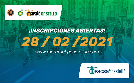 Marató BP Castelló y 10K FACSA Castelló abren las inscripciones para 2021