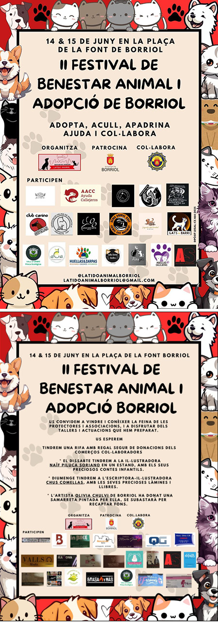 Borriol celebra el II Festival de Benestar Animal y Adopción este fin de semana 