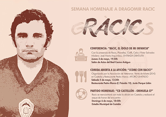 Racic será protagionista de varios homenajes del CD Castellón
