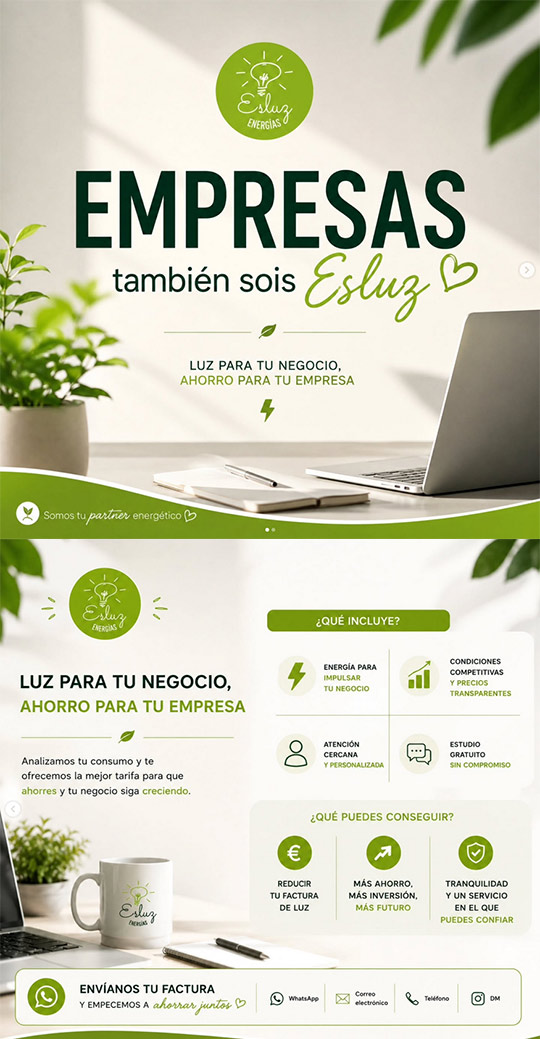 En Esluz también trabajamos con empresas, autónomos y negocios