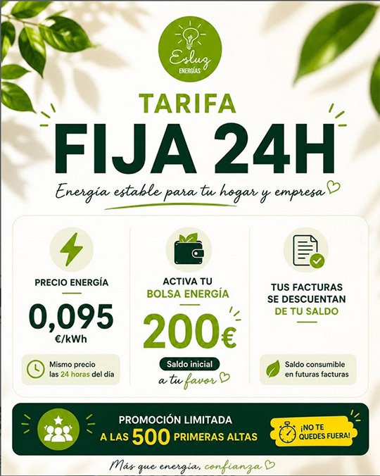 Nueva Tarifa fija 24h + Bolsa energía Esluz Nueva Tarifa fija 24h + Bolsa energía Esluz