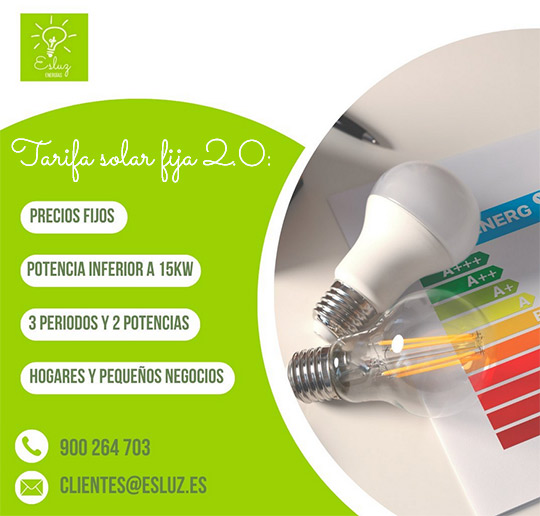 Esluz te ofrece Tarifa Solar Fija 2.0 para hogares y pequeños negocios Esluz te ofrece Tarifa Solar Fija 2.0 para hogares y pequeños negocios