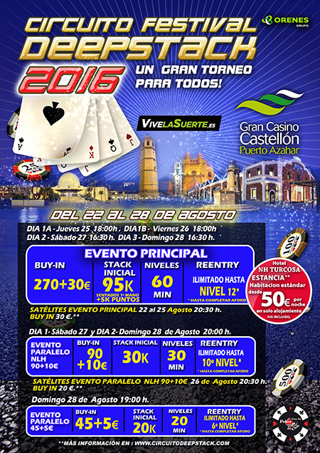 El Circuito Festival DeepStack 2016 a sólo una semana de celebrarse en el Gran Casino Castellón