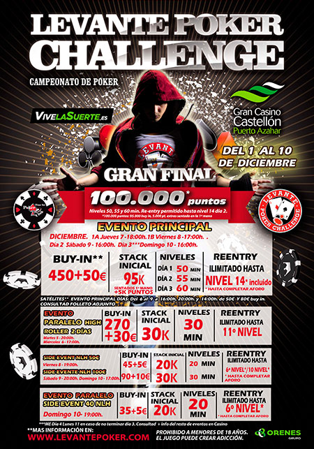 La gran final del Levante Poker Challenge 2017 se celebra  en el Gran Casino Castellón 
