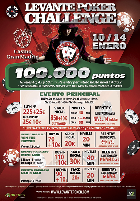 El Levante Poker Challenge comienza en el Casino Gran Madrid