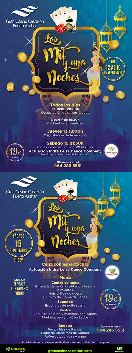 La Semana de Las 1001 Noches llegan al Gran Casino Castellón La Semana de Las 1001 Noches llegan al Gran Casino Castellón