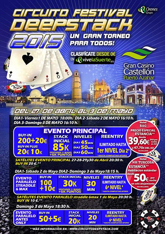 Gran Casino Castellón toma el relevo de Extremadura y se prepara para recibir el Festival Deepstack en el puente de mayo Gran Casino Castellón toma el relevo de Extremadura y se prepara para recibir el Festival Deepstack en el puente de mayo