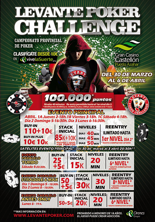 La 2º cita del Levante Poker Challenge llega en Semana Santa con 3 días 1 al Gran Casino Castellón