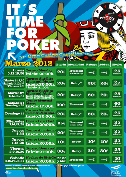Más poker en el mes de la primavera en el Gran Casino Castellón