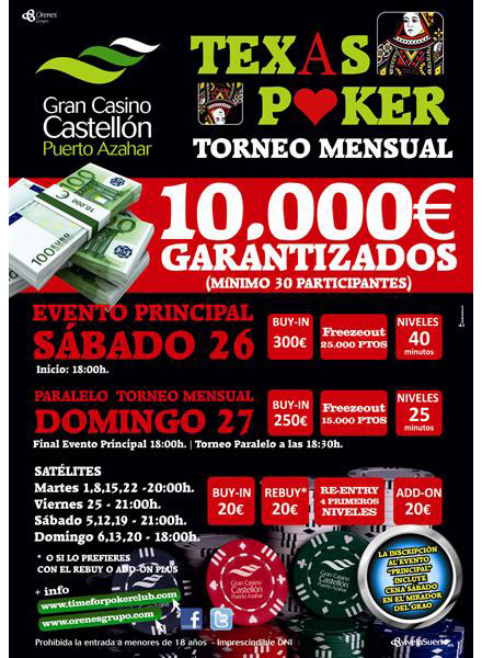 El XIV Gran Torneo Mensual de enero en el Gran Casino Castellón viene acompañado este fin de semana del concierto de Supersubmarina El XIV Gran Torneo Mensual de enero en el Gran Casino Castellón viene acompañado este fin de semana del concierto de Supersubmarina
