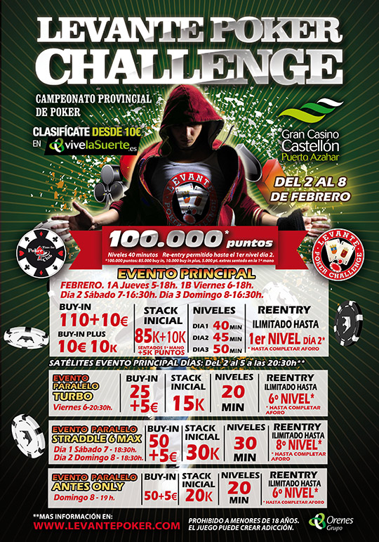 Gran Casino Castellón acoge en febrero la 1ª etapa del Levante Poker Challenge para el 2015