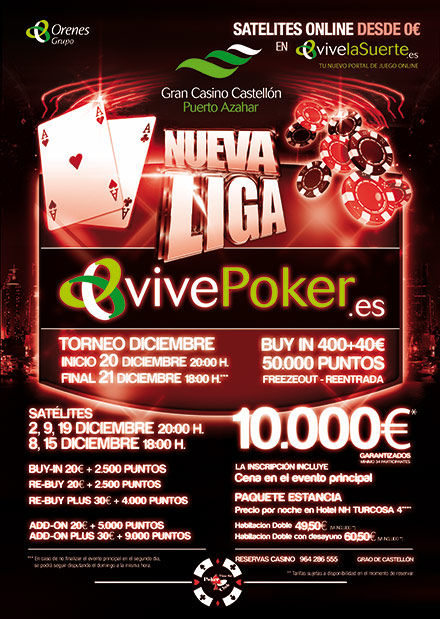 La edición especial de navidad de la liga vivepoker del Gran Casino Castellón se celebra este fin de semana