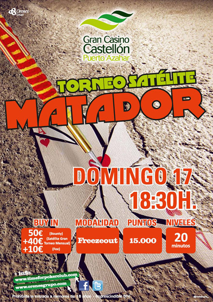 El Gran Torneo Mensual de febrero con el Matador este fin de semana en el Gran Casino Castellón El Gran Torneo Mensual de febrero con el Matador este fin de semana en el Gran Casino Castellón
