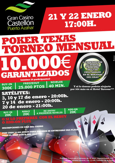Aterriza el IV gran torneo mensual Gran Casino Castellón en enero Aterriza el IV gran torneo mensual Gran Casino Castellón en enero