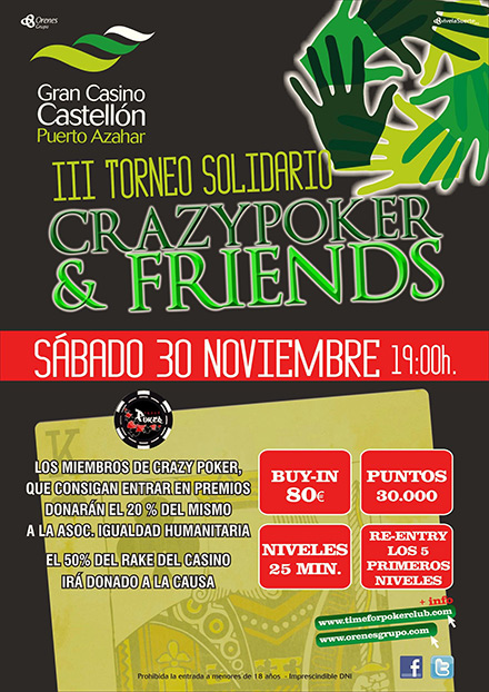 III Torneo solidario crazypoker&friends en el Gran Casino Castellón 