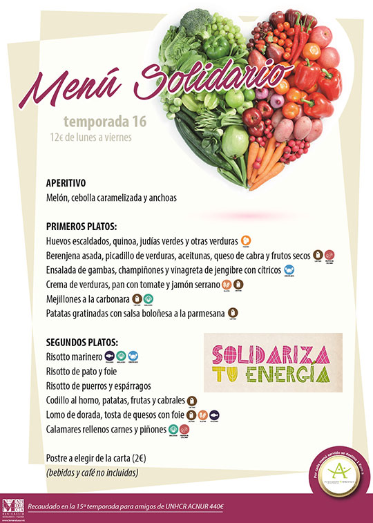 Menú solidario de La Manduca a favor de Aspropace Menú solidario de La Manduca a favor de Aspropace