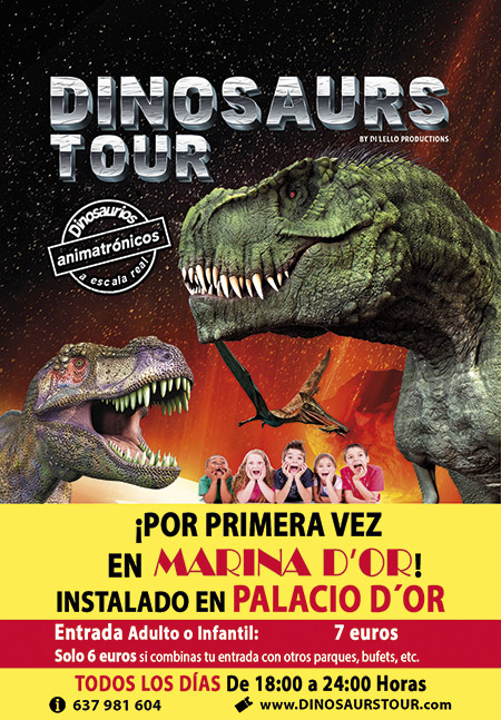 Dinosaurs Tour, la mayor exposición de dinosaurios animátrónicos llega a Marina d’Or