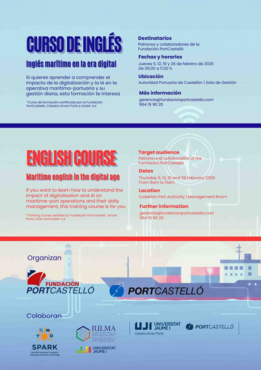 La Fundación PortCastelló lanza un curso de inglés marítimo gratuito para la comunidad portuaria