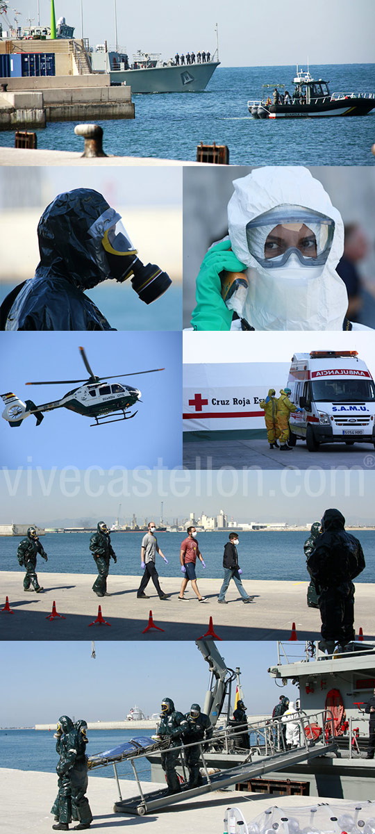 Simulacro en el puerto de Castellón con protocolo de incidente sanitario infeccioso