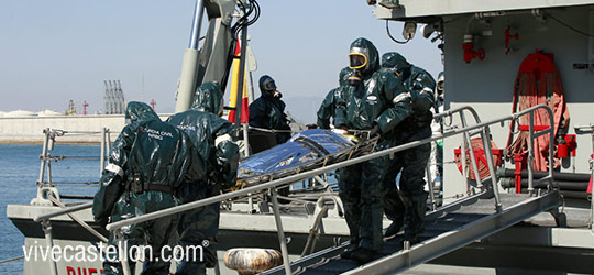 Simulacro en el puerto de Castellón con protocolo de incidente sanitario infeccioso