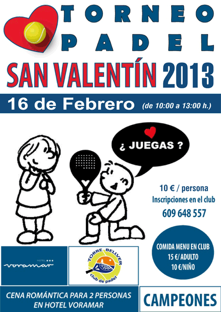 Torneo de pádel San Valentín en Torre Bellver Torneo de pádel San Valentín en Torre Bellver
