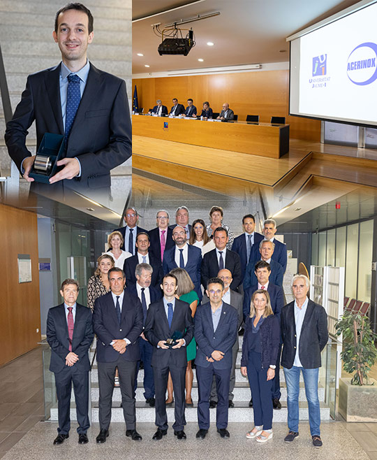 El ingeniero en Tecnologías Industriales de la UJI Jorge Alcañiz recibe el VI Premio Acerinox