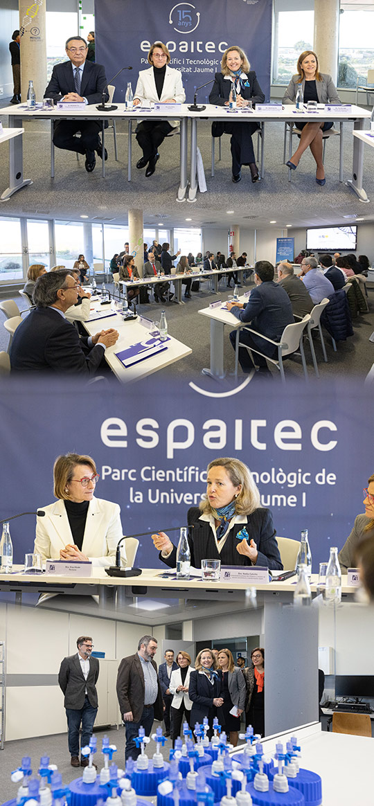 La vicepresidenta Nadia Calviño visita Espaitec para conocer el principal «hub» tecnológico y de innovación de Castellón y la estrategia de la UJI en la captación de fondos europeos Next Generation
