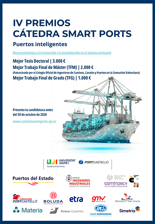 PortCastelló y UJI convocan los IV Premios Cátedra Smart Ports para impulsar el talento y la innovación en los puertos del futuro
