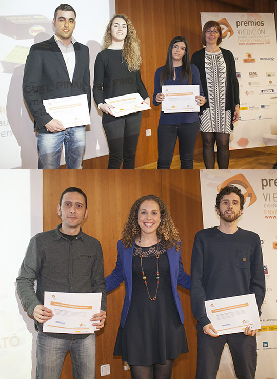 Tres estudiantes de Diseño Industrial de la UJI quedan finalistas en los Premios de Diseño y Sostenibilidad del Clúster del Envase y Embalaje