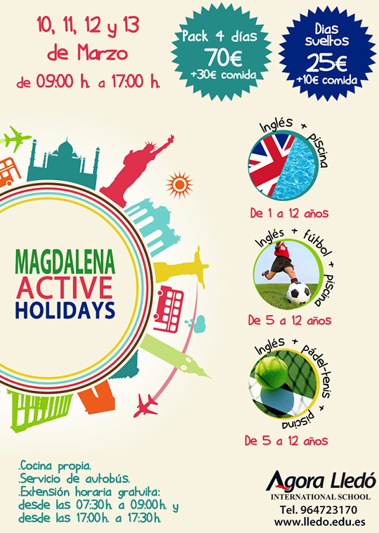 Lledó International School organiza nuevamente su "Active Holidays" durante la Magdalena Lledó International School organiza nuevamente su "Active Holidays" durante la Magdalena
