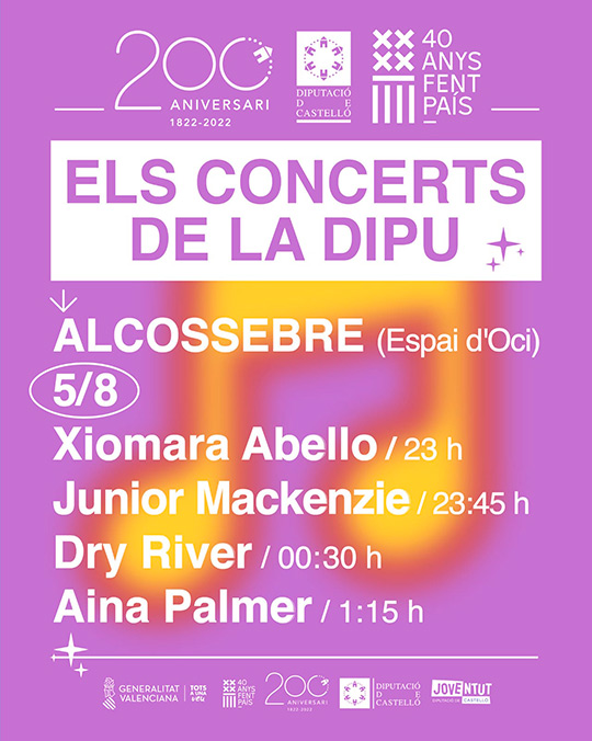  Los conciertos de la Diputación llevan hoy a Alcossebre a Dry River, Junior Mackenzie, Xiomara Abello y Aina Palmer