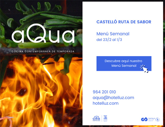 Menú semanal Ruta de Sabor de aQua Restaurant