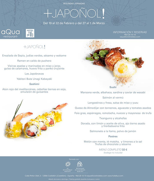 Segundas Jornadas + Japoñol! en aQua restaurant Segundas Jornadas + Japoñol! en aQua restaurant