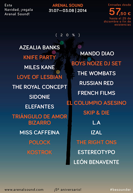 Nuevas confirmaciones de Arenal Sound 2014: KnifeParty, BoysNoize Dj Set y Love of Lesbian