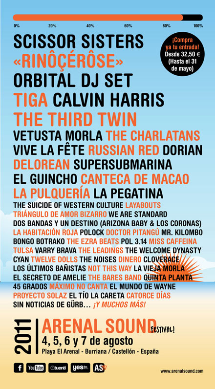 arenal sound festival burriana 2011 cartel