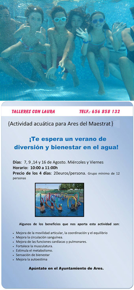 Ares del Maestrat organiza actividades acuáticas durante la primera quincena de agosto