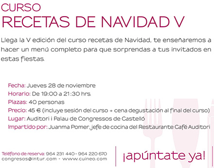 Curso Cuineo "Recetas de Navidad V" jueves 28 de noviembre de 2013 Curso Cuineo "Recetas de Navidad V" jueves 28 de noviembre de 2013