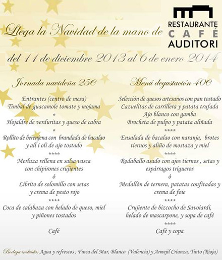 Llega la navidad de la mano del Restaurante Café Auditori Llega la navidad de la mano del Restaurante Café Auditori
