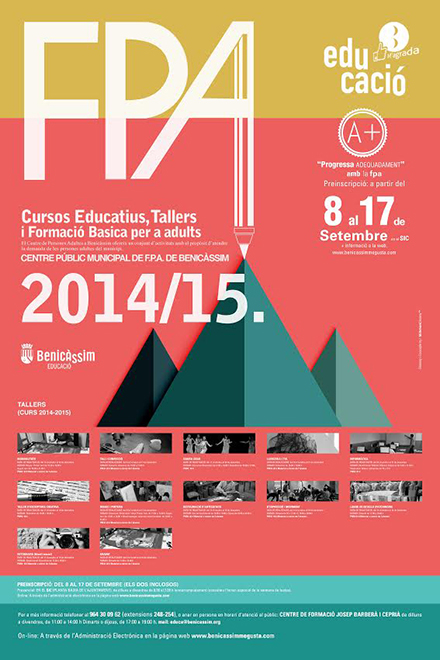 Educación Benicàssim abre hasta el 17 de septiembre el plazo de preinscripción para los talleres de FPA